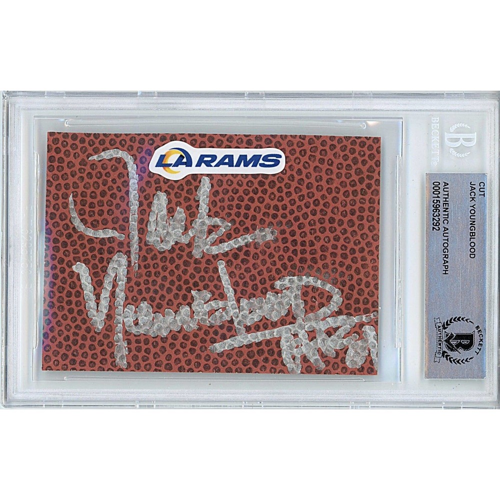 Jack Youngblood Autographed Football Cut Los Angeles Rams Beckett Authentic Slab